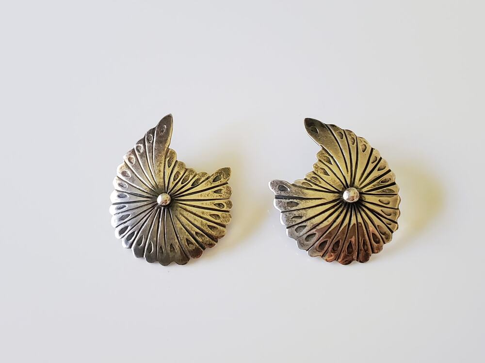 Vintage Navajo Moon Sterling Silver Earrings
